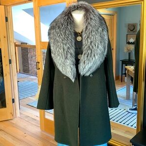 J. Crew wool top coat w/detachable Fox fur